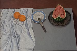 Billib_Stillleben_mit_Melone_1998_OelLw_60x90cm