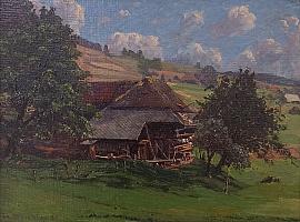 Dischler_Bauernhof.St.Peter_1933_OelLwKarton_34x44cm