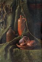 Dischler_Stilleben_mit_Kruegen_OelLw,34x23cm