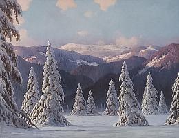 Hauptmann_Winterlandschaft_mit_verschneiten_Tannen_OelLw_71x92cm